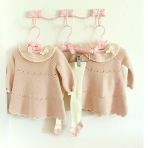 Shabby Chic Pink Plaid Gray Baby Outfit set bundle set of 3 dresses 12 18 month